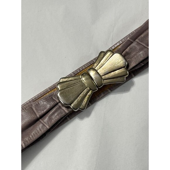 Vintage Taupe Leather Belt With Metal Clasp - Picture 2 of 7